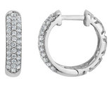 Simulated Crystal Huggie Hoop Earrings in Sterling Silver (3/4 inch)